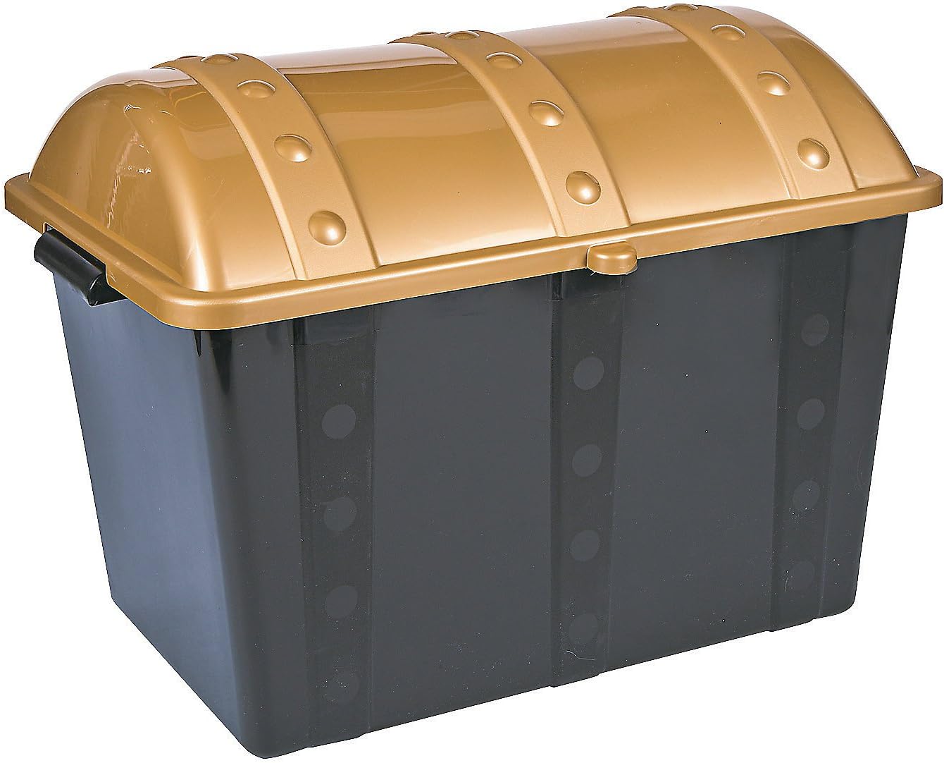 Fun Express Large Plastic Toy Treasure Chest - Doctor's and Dentist Office Toy Incentives, Teacher's and Classroom Treasure Box Toy Storage - 1 Box, Black and Gold