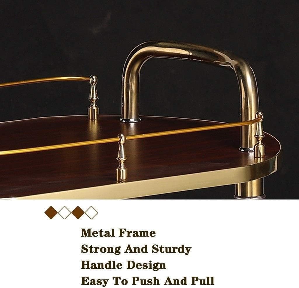 Wine Cart for Home Kitchen Hotel Durable Serving Drinks Bar Cart Metal Storage Trolley Rolling Cart Serving Kitchen Trolley with 4 Casters