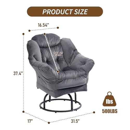 Swivel Accent Chair, Modern Lazy Chair 360 Degree Swivel Chairs for Living Room, Reading Chairs for Adults, Comfy Lounge Chair for Bedroom Living Room (Blue)