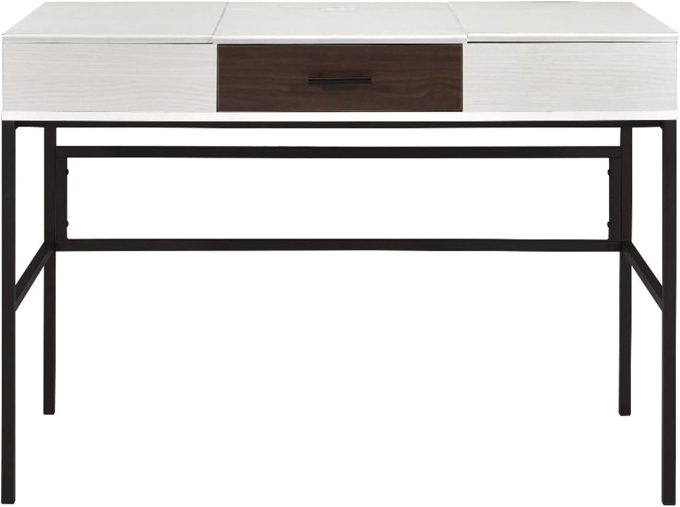 Acme Verster Wooden 1-Drawer Writing Desk with USB Port in Natural and Black