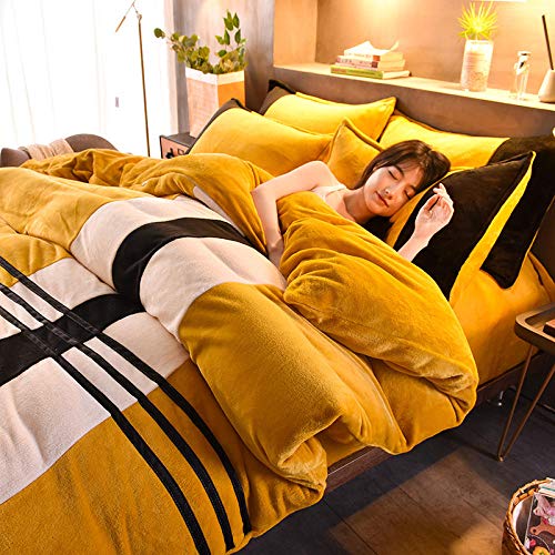 Magic Velvet Fleece Bedding Set,2020 New Flannel Four-Piece Pure Color Double-Patch Winter Thick and Warm Fleece Four-Piece Bedding-Beautiful Woman_2.0m Bed