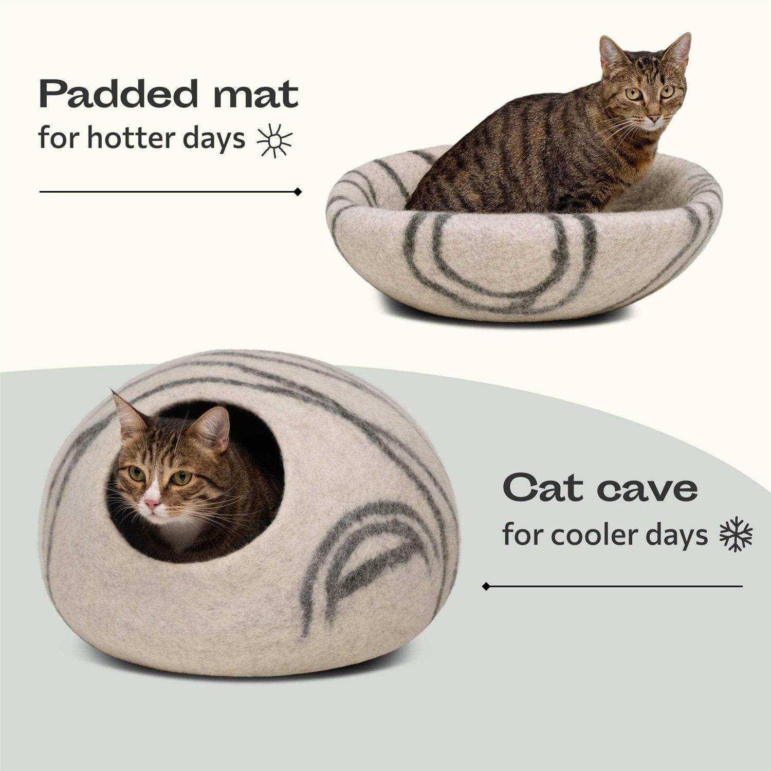 MEOWFIA Premium Felt Cat Bed Cave Handmade 100% Merino Wool Bed for Cats and Kittens - Pet Supplies online store