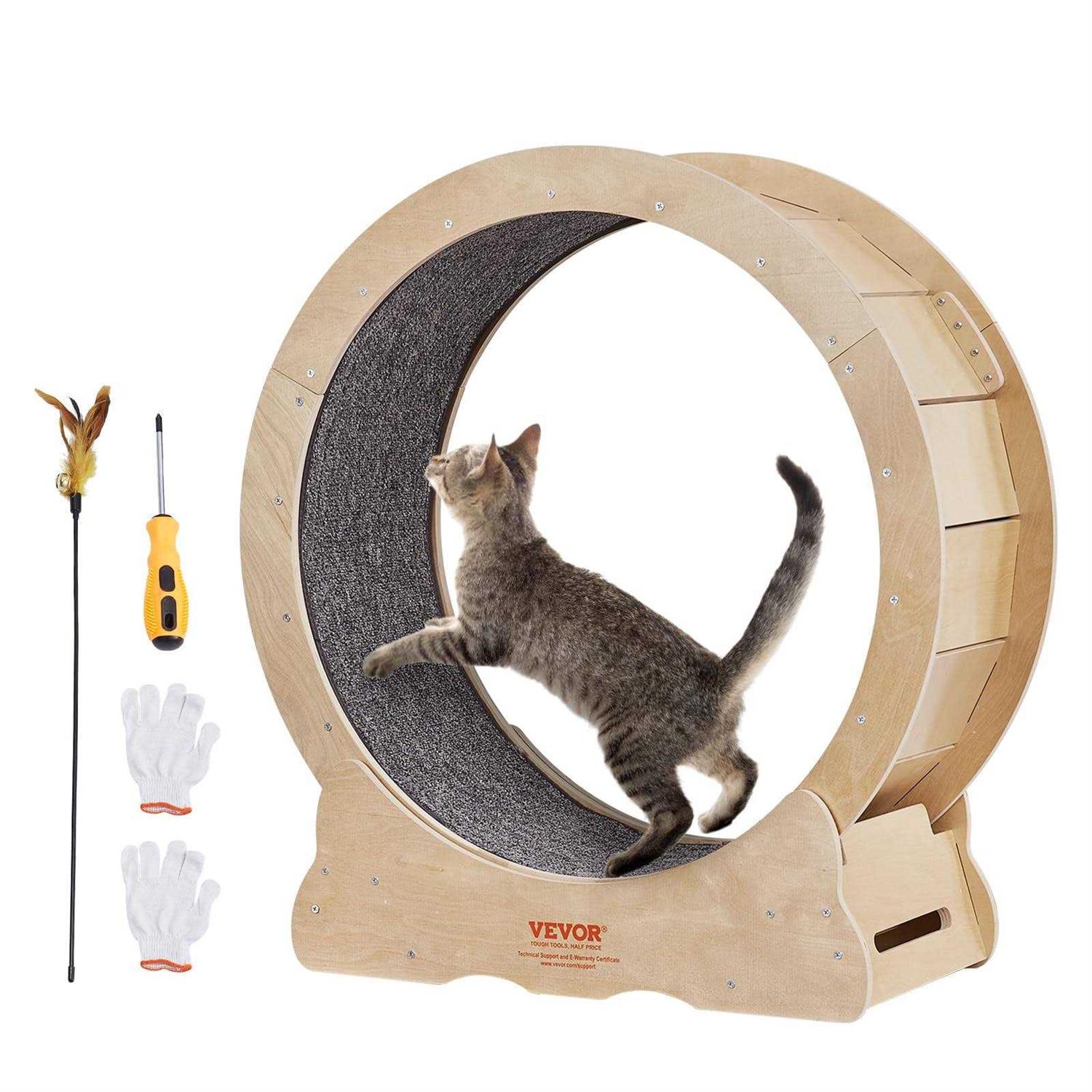 VEVOR Cat Exercise Wheel, Large Cat Treadmill Wheel for Indoor Cats, 29.5 inch Cat Running Wheel with Detachable Carpet and Cat - Pet Supplies online store