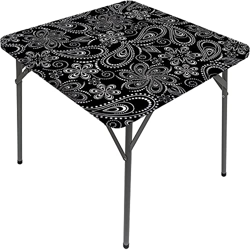 Paisley Square Table Cove, Paisley Style Textures, Elastic Edge, Suitable for Kitchen Party Picnic, Fit for 47