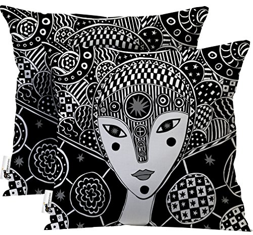 Handmade Bohemian Throw Pillows - Set of 2 - Artsy Black Furniture Pillows - Mokosha | UBU Republic (16X16)