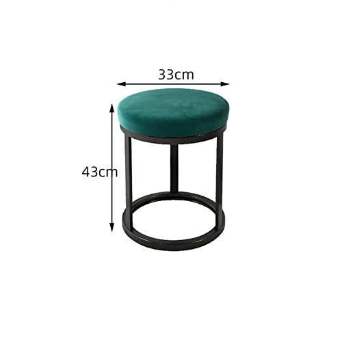 Footstool Ottoman Velvet Round Rest Footstool Vanity Stools with Metal Leg Suitable for Makeup Room Living Room Bedroom Dressing Room Doorway,D