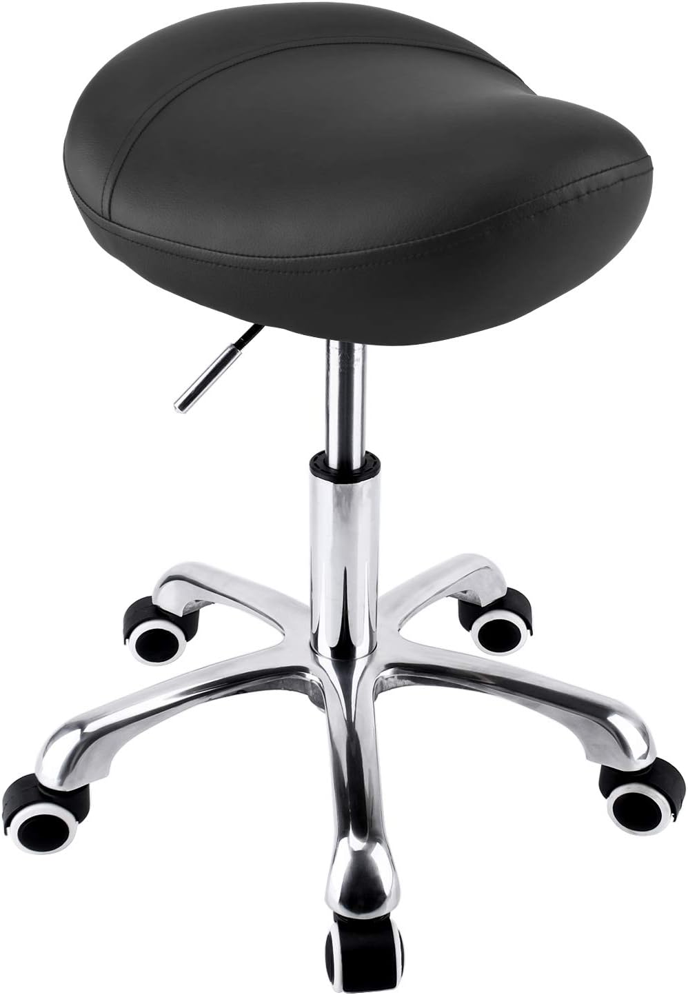Hydraulic Saddle Stool with Wheels Rolling Adjustable Height for Clinic Dentist Spa Massage Medical Salons Studio (Black)