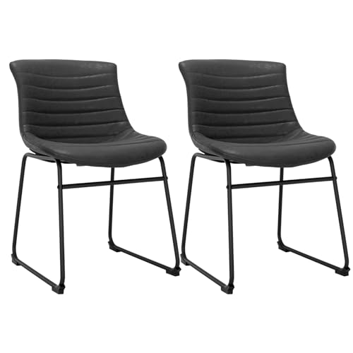 Dining Chair Set of 2, Synthetic Leather Modern Design Bar Chair with Metal Legs for Kitchen Bar Counter Restaurant Dining Room Living Room