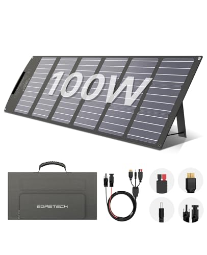 Portable Solar Panel 100W 17.5V with MC-4 to DC5521/XT60/Anderson Cable, 100W Foldable Solar Panels Kit with Adjustable Kickstands, Waterproof IP65 for Camping, Outdoor, Power Station