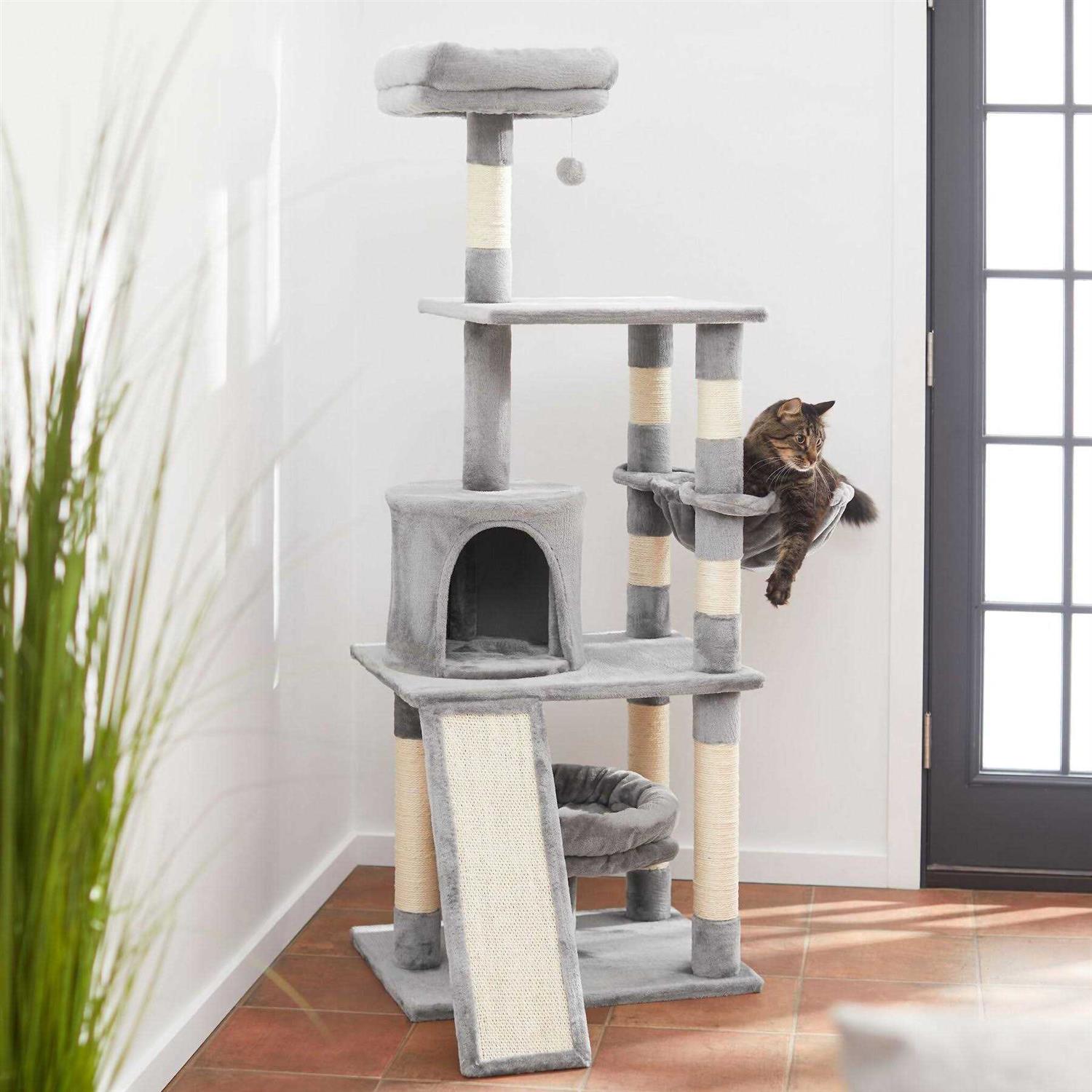Frisco 62-in Faux Fur Cat Tree & Condo - Pet Supplies online store
