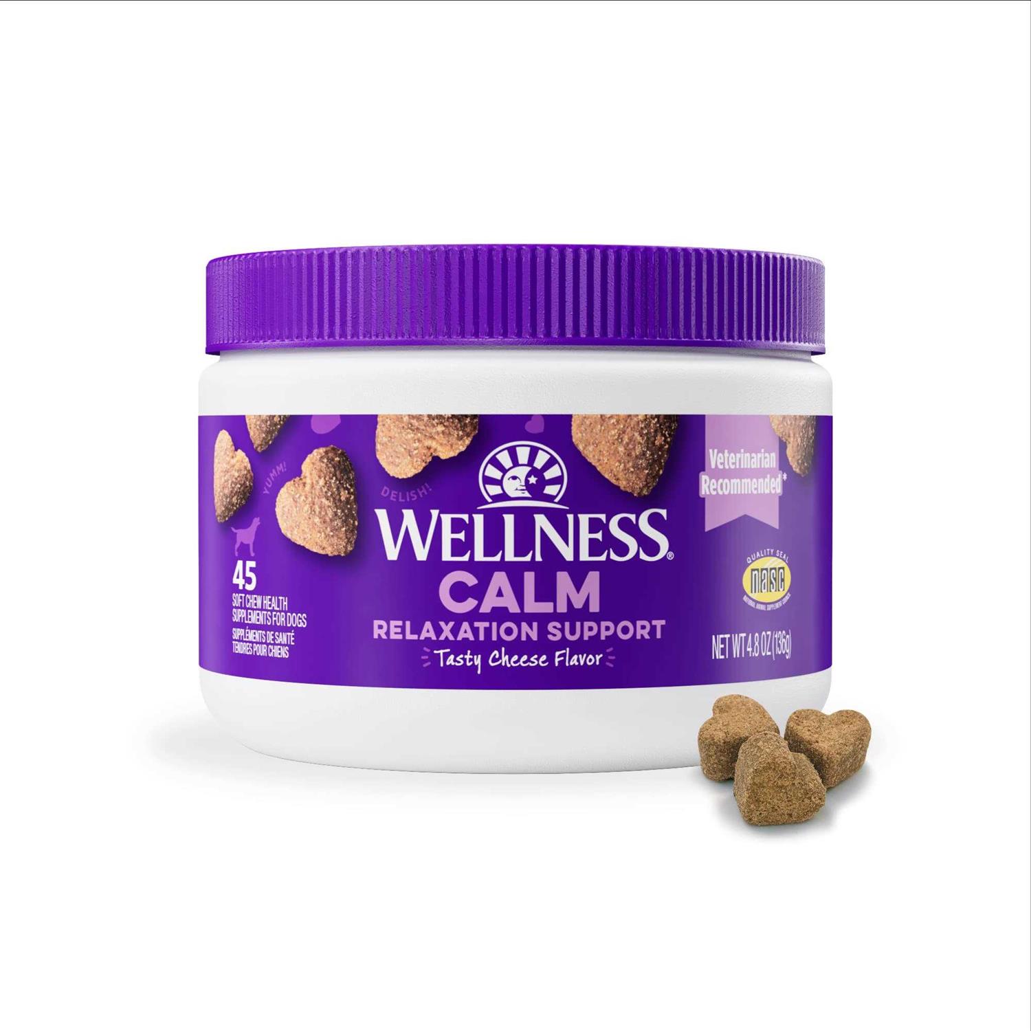 Wellness Tasty Cheese Flavored Soft Chews Calming Supplements for Dogs - Pet Supplies online store