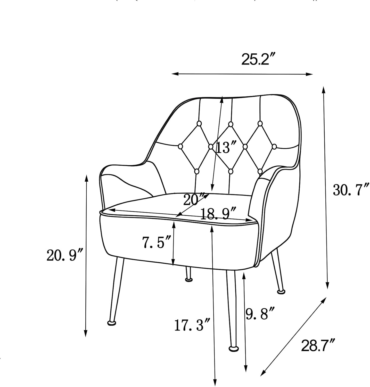 Modern Mid Century Chair Linen Sherpa Armchair for Living Room Bedroom Office Easy Assemble(Green)