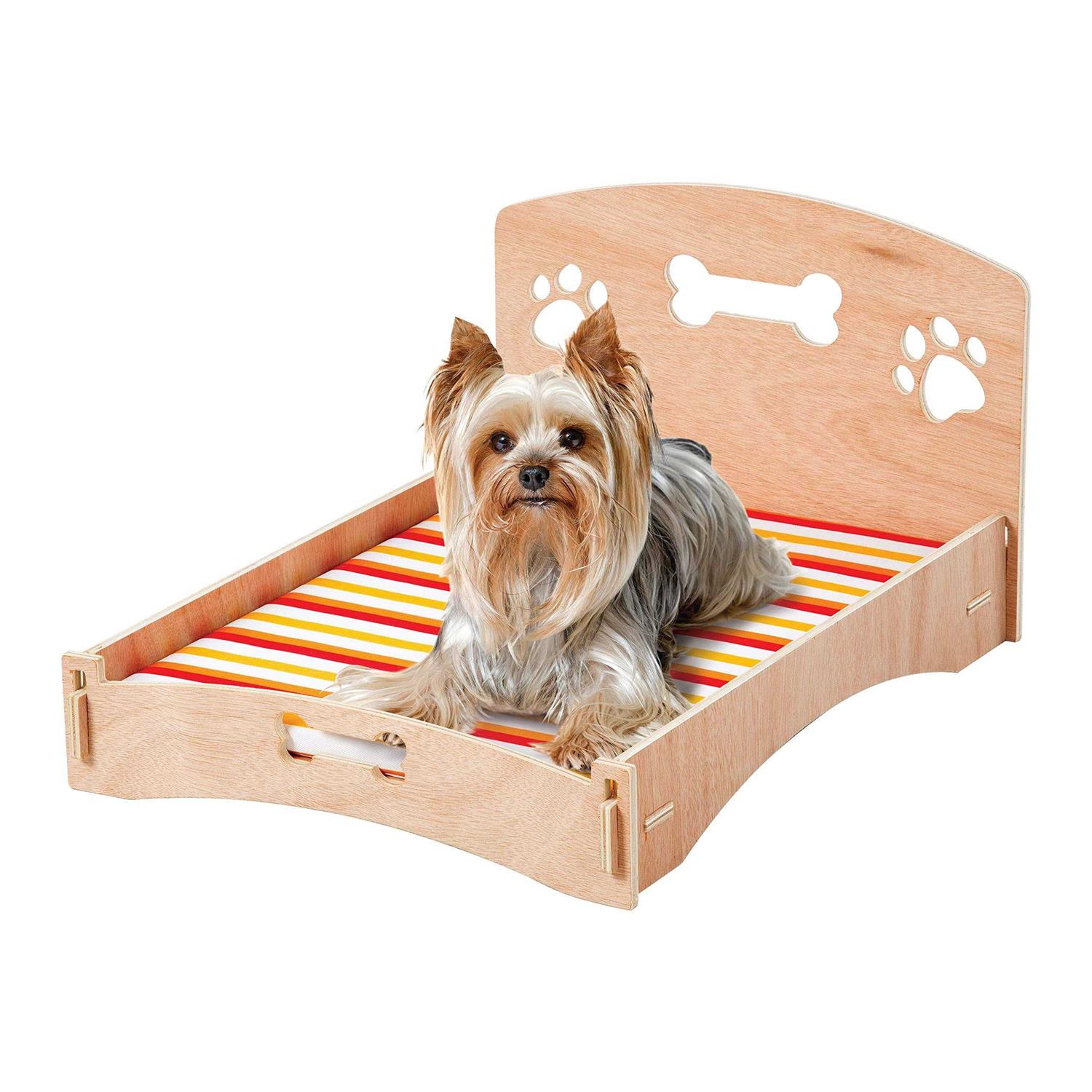masterapartm Wooden Bone & Paw Design Sofa Cat & Dog Bed with Removable Cover - Pet Supplies online store