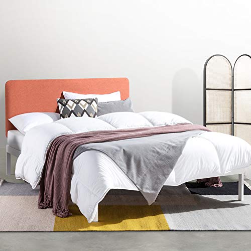 Mellow KERT - Metal Platform Bed with Fabric Headboard, Easy Assembly, Rounded Legs and Corners, Full, Oak Grey (ML-FM-KE-OGF)