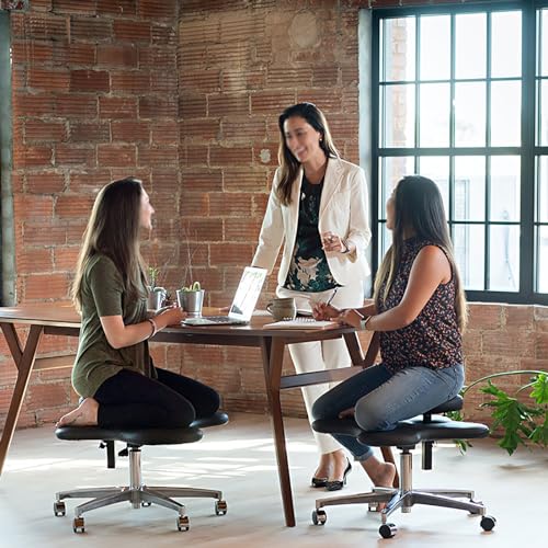 Ergonomic Kneeling Chair on Wheels, Meditation Chair, Home Office Desk Chair, Height Adjustable 2 Cushions Cross Legged Kneeling Chair for Reducing Back Pain