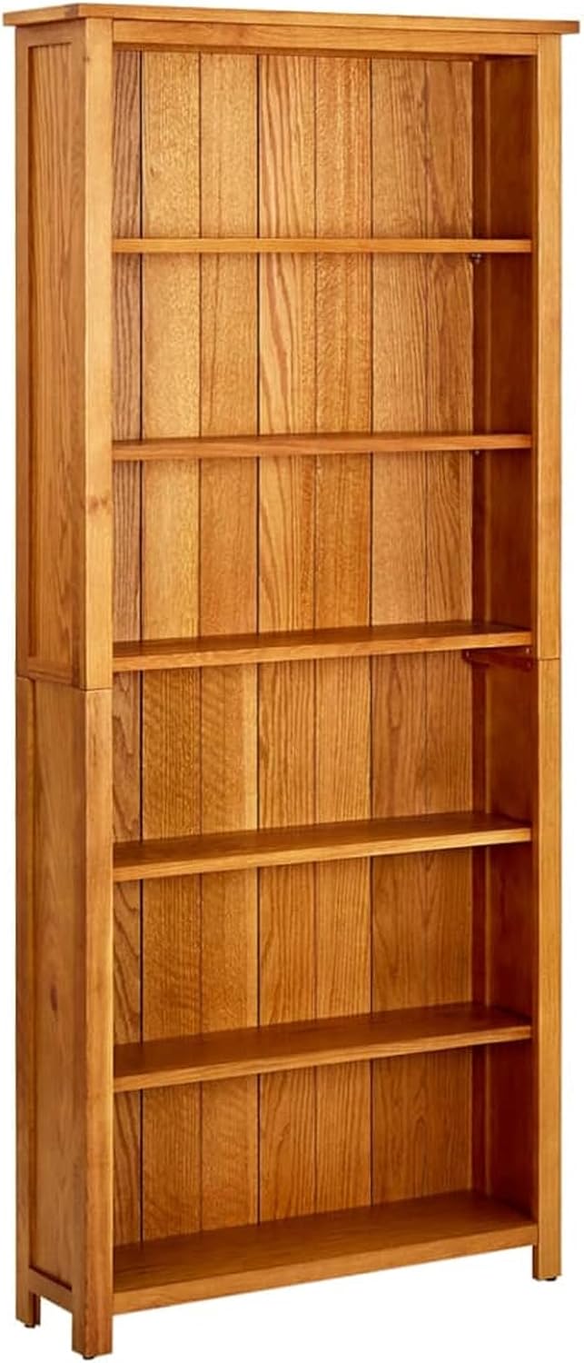 6-Tier Bookcase 80x22.5x180 cm Solid Oak Wood, Book Cabinet, Bookshelf Storage Rack, Display Shelf Shelving Unit for Living Room Home Office Indoor Furniture & Standing Shelves