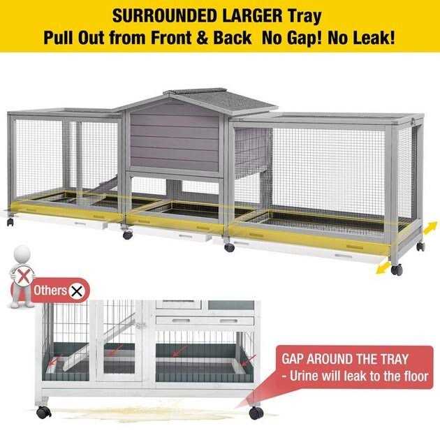 Aivituvin Indoor Rabbit House Easy Moving Large Bunny Hutch AIR65 - Pet Supplies online store