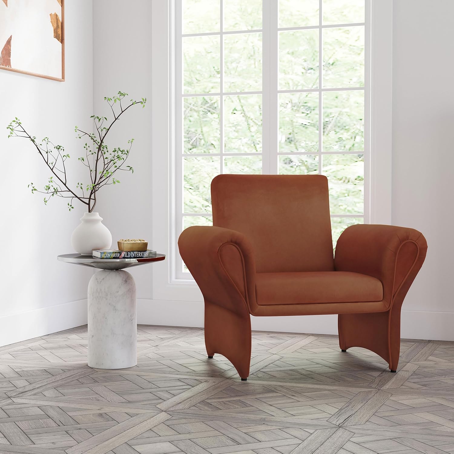 Coaster Home Furnishings Liana Upholstered Roll Arm Accent Armchair Rust Orange