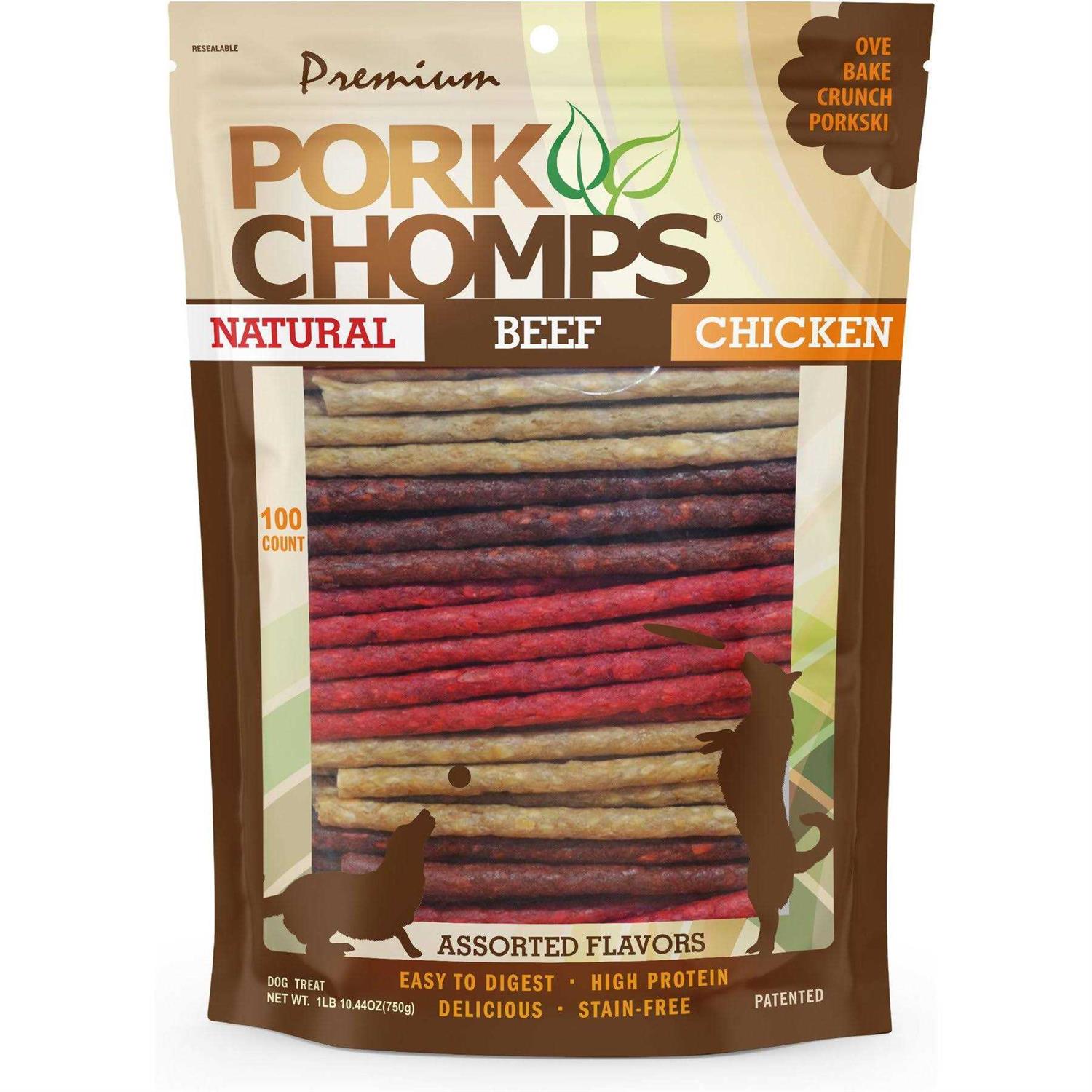 Pork Chomps Munchy Sticks Dog Treat Assorted Flavors - Pet Supplies online store