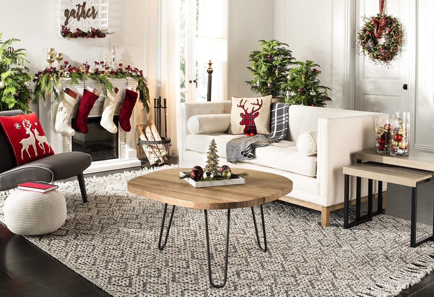 Safavieh Home Dale Rustic Weathered Oak Free Edge Coffee Table