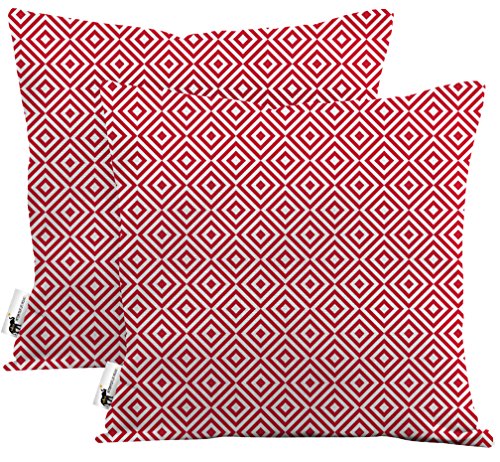Retro Outdoor Red Throw Pillows - Set of 2 - Cool Retro Ruby Patio Pillows | UBU Republic (20