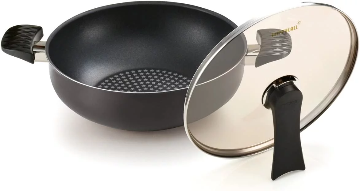 Happycall 5 Layer Diamond Nonstick Party Wok With Lid, 13inch, Stir Fry Pan, Jumbo Cooker, Deep Frying Pan