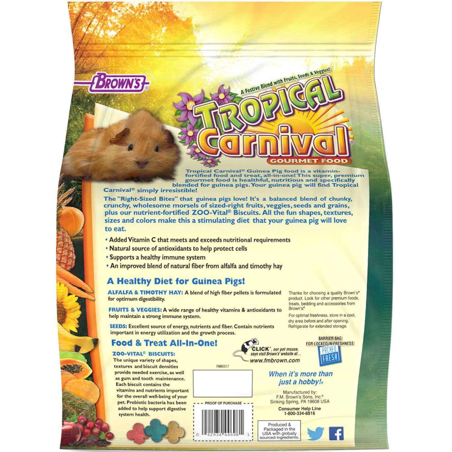 Brown's Tropical Carnival Gourmet Guinea Pig Food - Pet Supplies online store