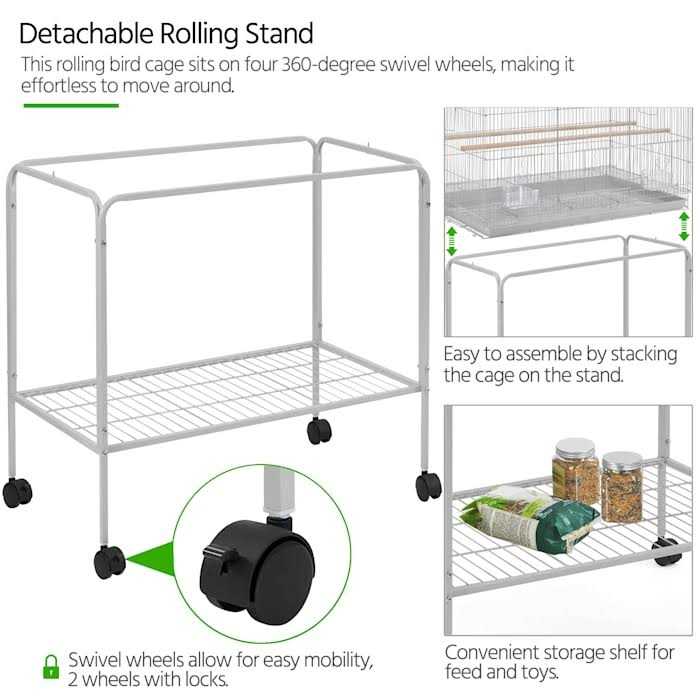 Topeakmart 47 Flight Cage with Slide-Out Tray and Rolling Detachable Stand for Birds - Pet Supplies online store