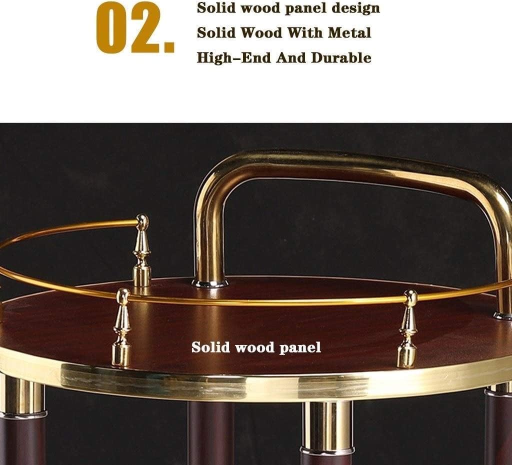 Bar Serving Cart for Hotels Creative Restaurant, Round Design 2 Tiers Kitchen Drinks Clearing Trolley Bar Cart Display Cabinet Side Table Utility Cart Storage Trolley