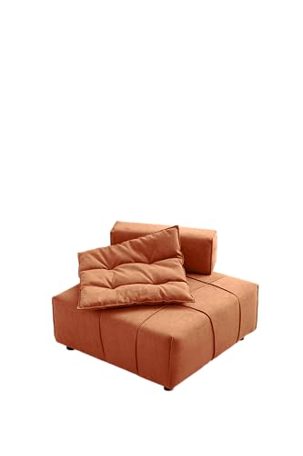 INMOZATA Modular Sectional Single Sofa,Armless Couch with Removable Back Cushion for Living Room, Bedroom, Entryway,Caramel