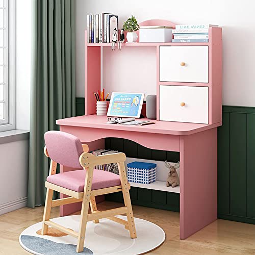 QQXX Height Adjustable Desk and Chair Set,wooden Chi-*ld*ren Study Table with Hutch and Storage Drawer,student's Study Desk Table,computer Workstation & Writing Table for Home School Use