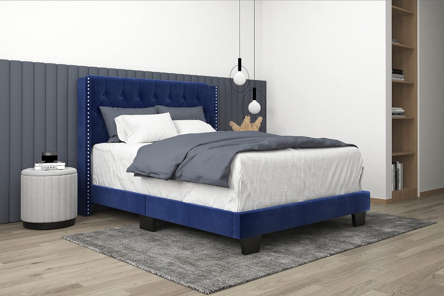 Adamis Modern Velvet Upholstered 54