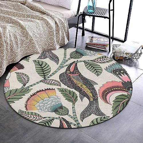 Large Round Area Rug, Office Chair Decor Mat for Carpet & Hardwood Floors, Highly Premium Quality Floor Mat Compatible with Dinosaur 60inch(150cm)