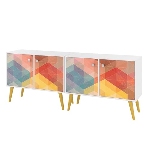 Manhattan Comfort Avesta 2.0 Double Sideboard Table with Storage Cabinet for Living Room, Bedroom and Office, TV Console for 32