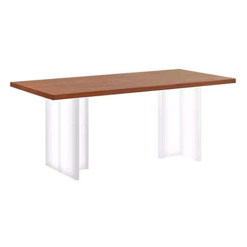 Wooden Desk, Wood Dining Table, Acrylic Suspended Solid Wood Bar, Wooden Computer Desk, with Sturdy T-Shaped Clear Acrylic Base, for Kitchen Dining Room Living Room(Color:A)