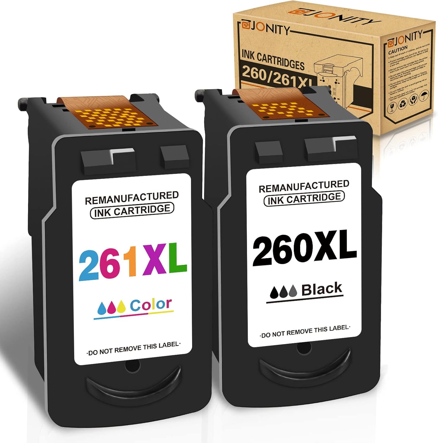 Remanufactured High-Yield Ink Cartridge for Canon 260 and 261 Compatible PG 260 XL PG-260 CL-261 XL PIXMA TS5320 TS6420 TR7020 All in One Wireless Printer (1 Black, 1 Tri-Color Combo Pack)