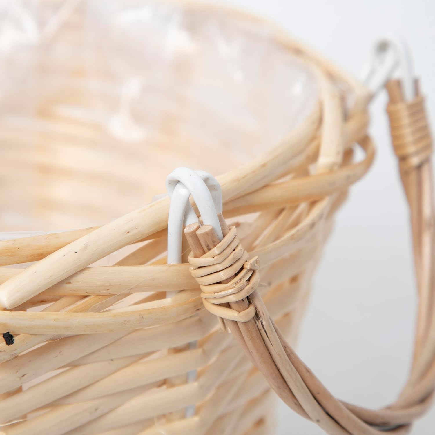 Wicker Waste Basket, Bathroom Trash Can with Handle, Wicker Garbage Can for Bathroom, Living room, Bedroom, office