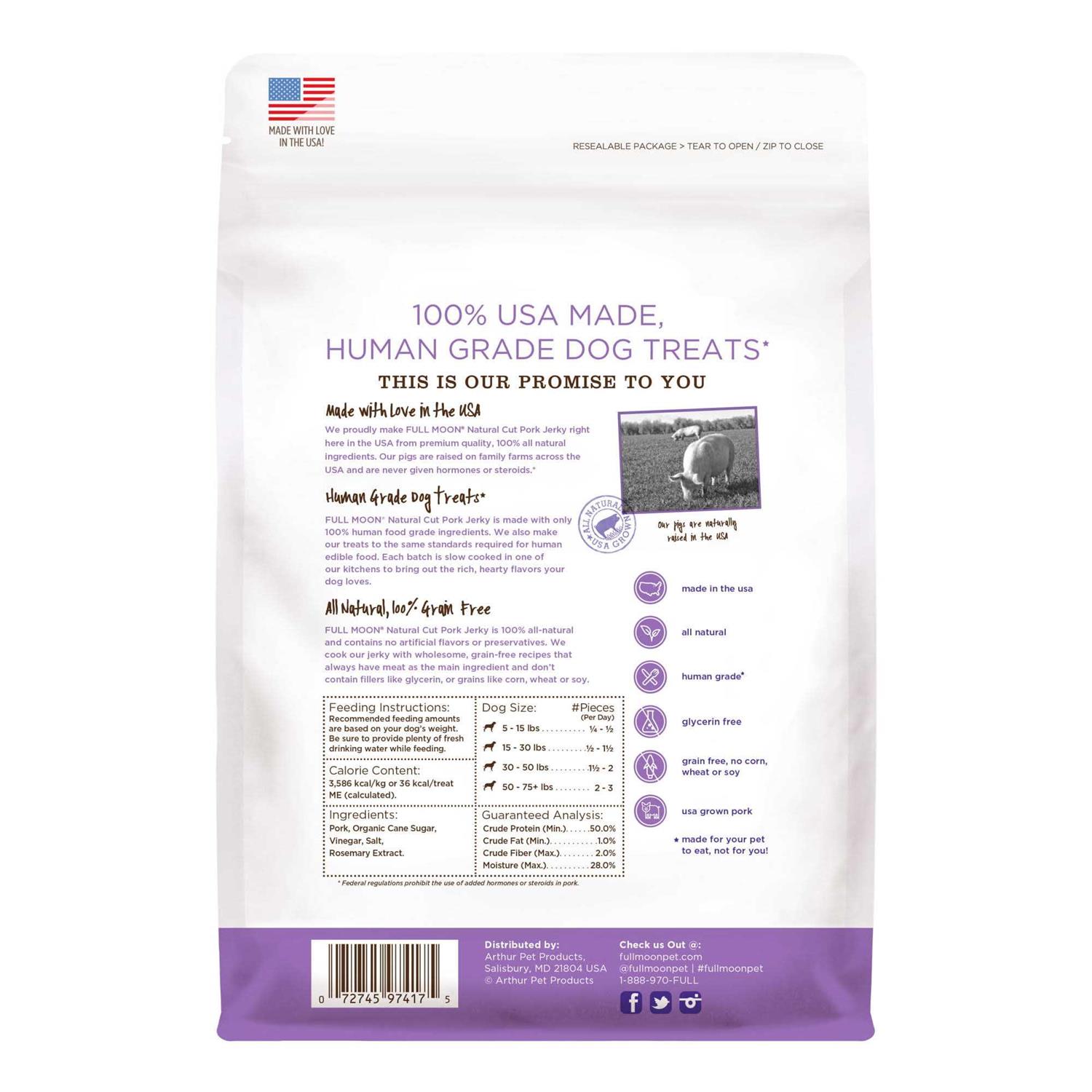 Full Moon Natural Cut Pork Jerky Dog Treats - Pet Supplies online store