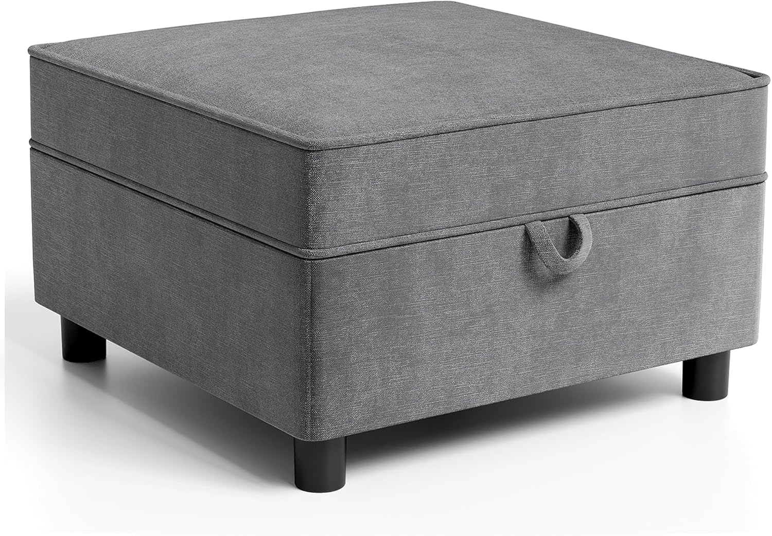 GAOMON 26.4 inches Storage Ottoman, Chenille Foot Stool Ottomans Footrest Step Stool Seat with Solid Wood Legs Modern Accent Stools for Couch Living Room Dark Grey