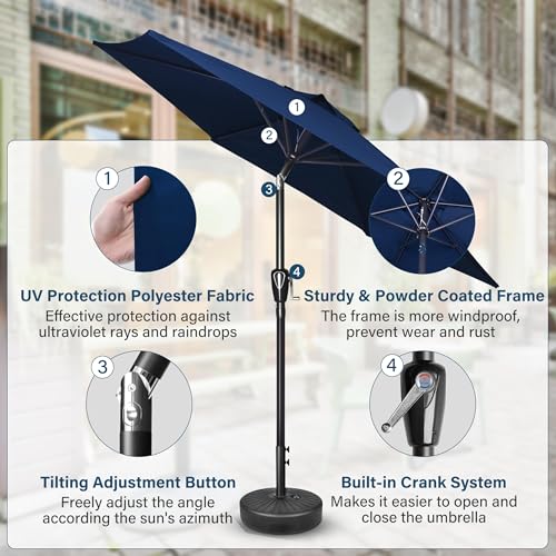 Simple Deluxe 7.5ft Patio Umbrella Outdoor Table Market Yard Umbrella with Push Button Tilt/Crank, 6 Sturdy Ribs for Garden, Deck, Backyard, Pool, Beige