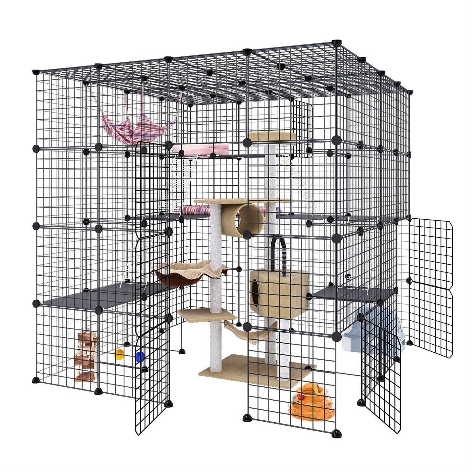 Eiiel Large Cat Cage Indoor Cat Playpen Metal Wire Kennels Crate Ideal for 1-4 Cats - Pet Supplies online store