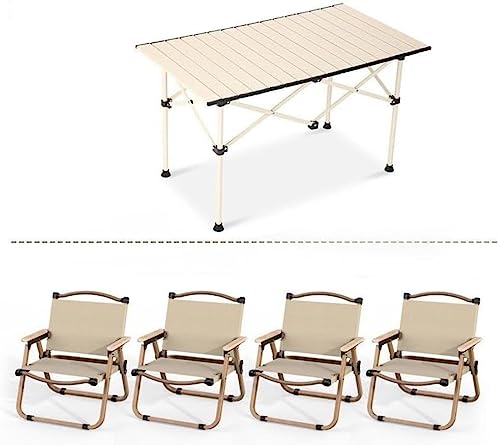 Outdoor Folding Table and Chairs Set Family Travel Picnic Table Wide Seating Surface Portable Carbon Steel Alloy Table，Folding Camping Table