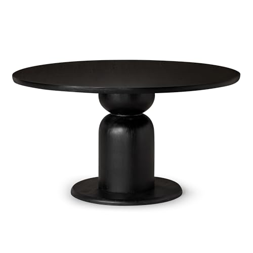 Maven Lane Mila Contemporary Large Round Circle Wooden Pedestal Dining Table for Modern Kitchen, Bistro, or Card Table in Refined Natural Finish