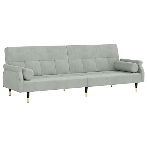 Sofa Bed with Cushions Light Gray Velvet,Luxurious Velvet Sofa Bed: Comfort and Convenience at Your Fingertips Sofas & Couches for Living Room