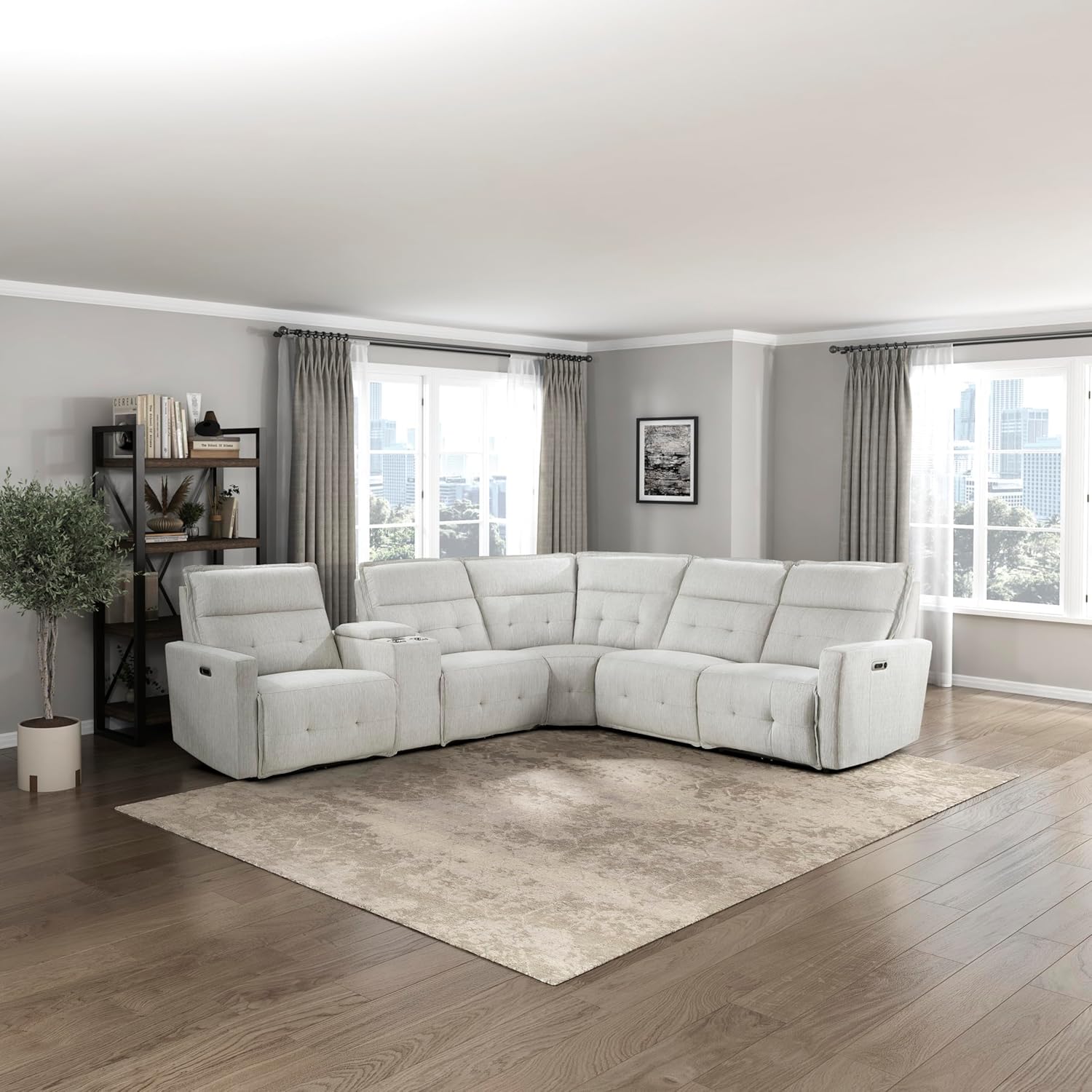 Lexicon Tirel 6-Piece Modular Power Reclining Sectional, White