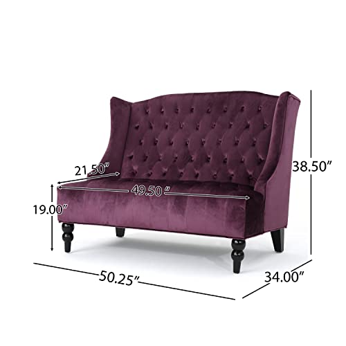 Goujxcy Luxury Loveseat Settee Tufted Sofa Bench Velvet Upholstered High-Back Sofa Couch, Banquette Love Seats Dining Bench for Living Dining Room Hallway or Entryway Seating (Raisin)