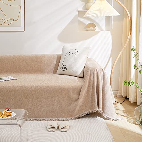 Couch Cover L Shape Sofa Cover for 3 Cushion Couch, Cover Protector Sofa Throw Cover for Couches Washable Soft Chenille Blend Modern Decorative for Living Room, 71
