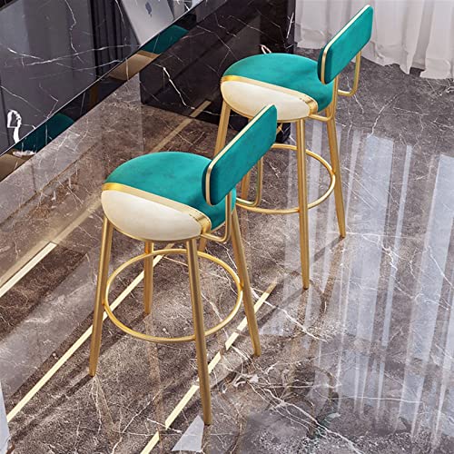 EARSHOT Bar Stools Fashion Creative High Chair Nordic Bar Kitchen Restaurant Cafe Decoration High Stool with Backrest Metal Bar Stool Counter Stools(Color:Pink,Size:75cm)