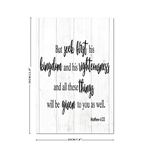 Rectangle Hanging Wood Sign But Seek First His Righteousness 12x16 in Funny Coffee Bar Sign Kitchen Pantry Office Cubicle Decor Modern Farmhouse Hanging Signs Wood Wall Art Home Decorations