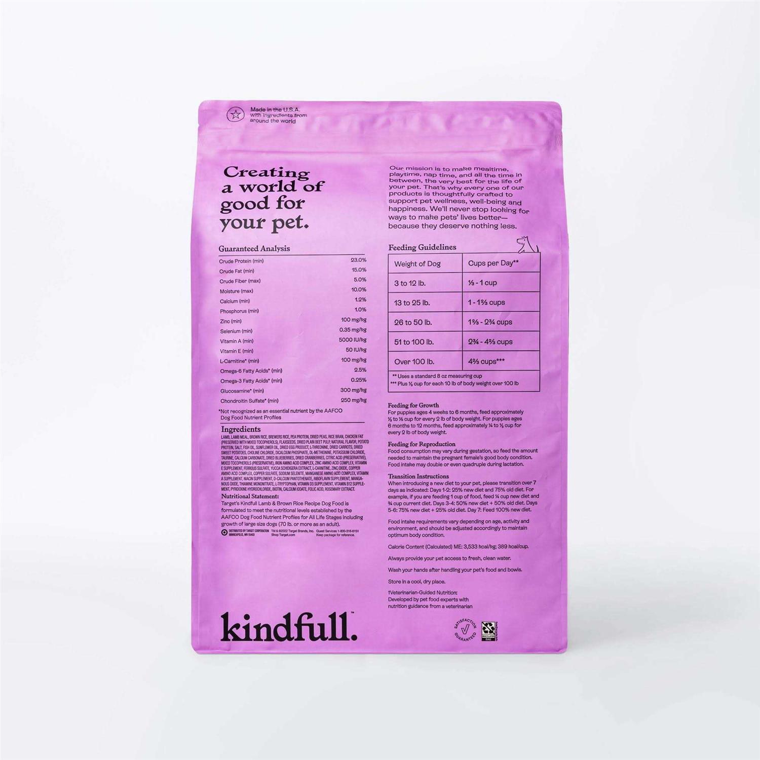 Kindfull Lamb & Brown Rice Recipe Dry Dog Food - Pet Supplies online store